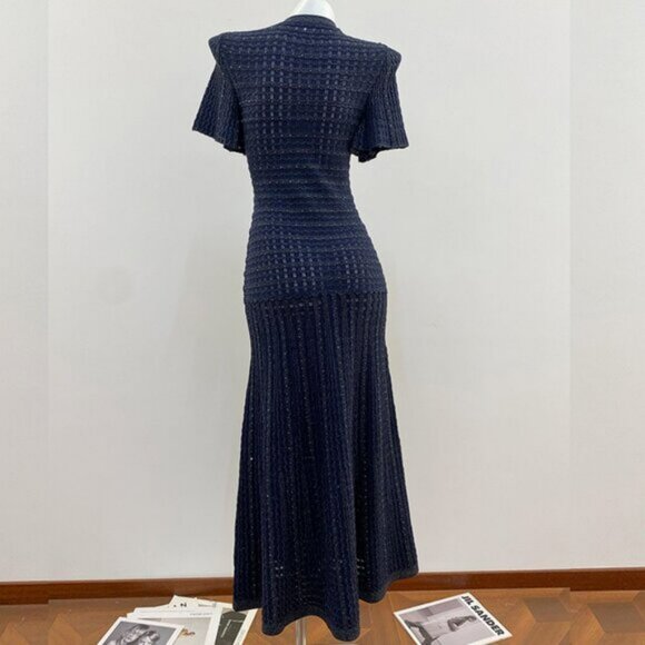 Sandro Paris Knitted Rhinestone Maxi Dress - Picture 3 of 11